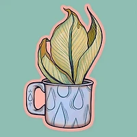 Cutesy Blue Cup Sticker