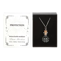 Protection Obsidian Crystal Chip Potion Bottle Necklace