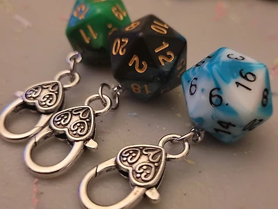D20 Clasp Charms - Keychains / Zipper Pulls Trpg Dice