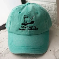 SK8 Cat Hat | Embroidered Dad Hat Seafoam