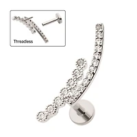 Double Row Prong CZ Curved Bar Threadless Labret