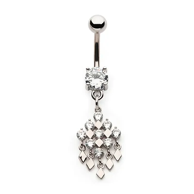 Diamonds And Circles CZs Dangle Navel