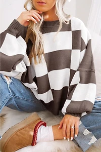 Checkered Long Sleeve Sweater