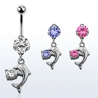 Dolphin With Prong Gem