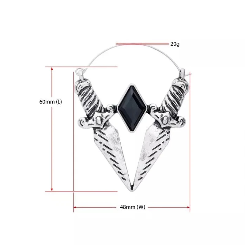 V-Shape Dagger with Black CZ Plug Hanger
