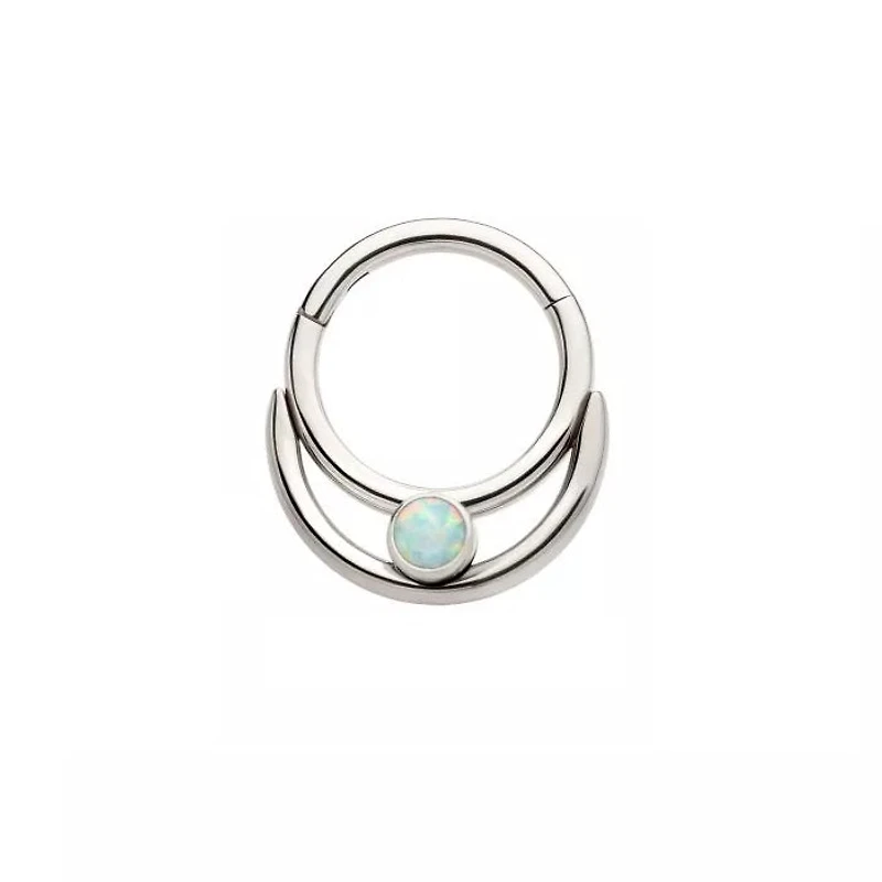 Double Hoop 1 Bez Opal Hinged Hoop