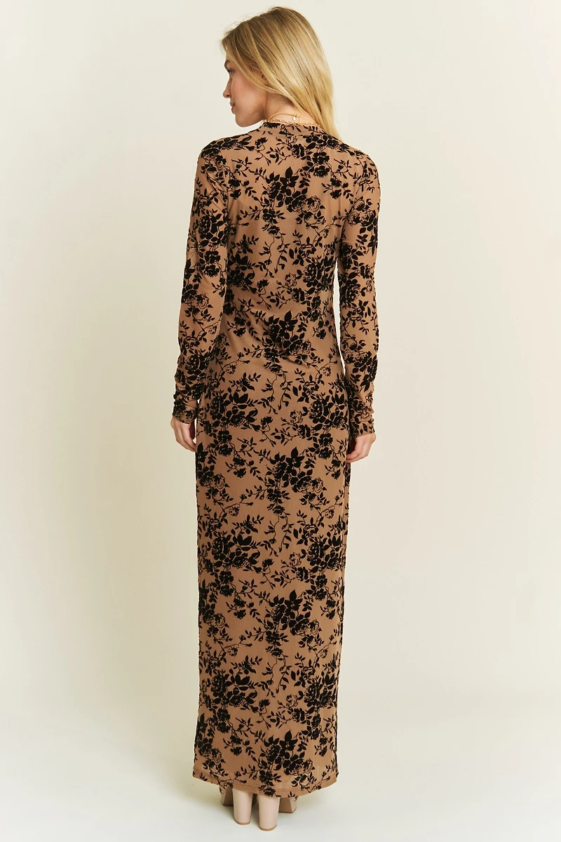 Velvet Flocking Maxi Mesh Dress