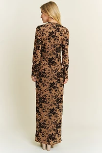 Velvet Flocking Maxi Mesh Dress