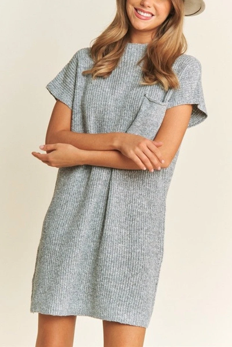 Classic Drop Shoulder Sweater Knit Mini Dress