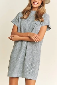 Classic Drop Shoulder Sweater Knit Mini Dress