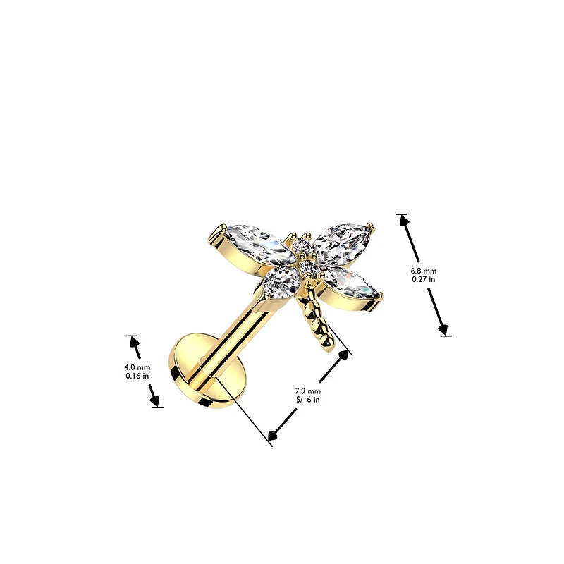 Dragonfly CZ Threadless Labret