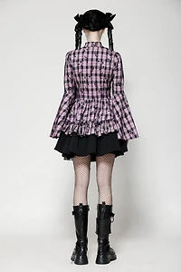 Mock Neck Plaid Two Tone Dress