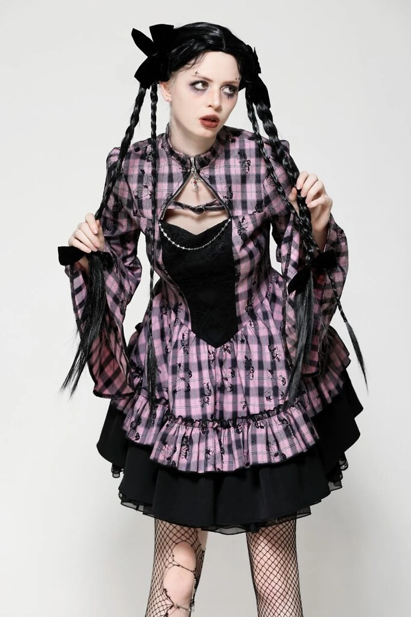 Mock Neck Plaid Two Tone Dress