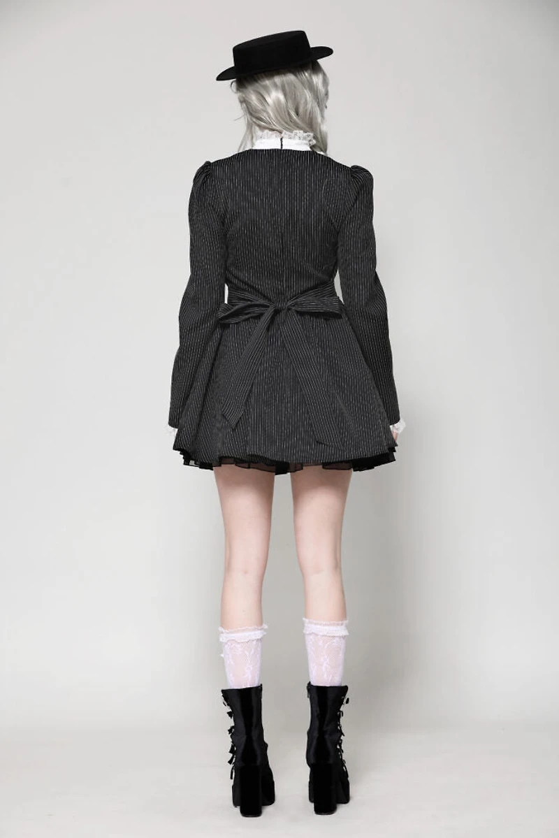 Striped Ruffle Scholarly Academia Dress