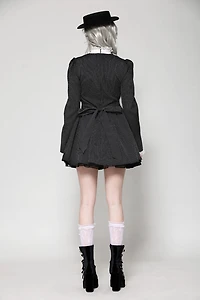 Striped Ruffle Scholarly Academia Dress