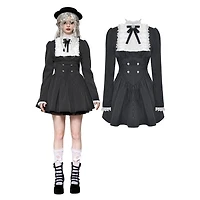 Striped Ruffle Scholarly Academia Dress
