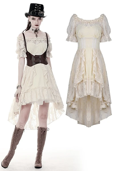 Overlay Lace Hi Low Steampunk Dress