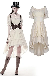 Overlay Lace Hi Low Steampunk Dress