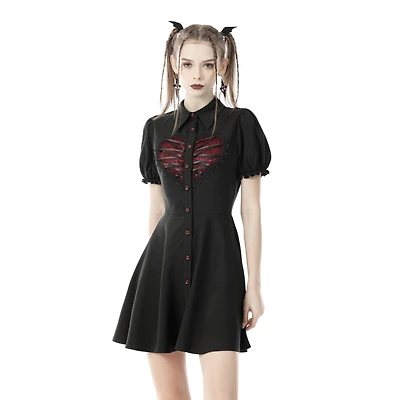 Heart Cage Black Skater Dress