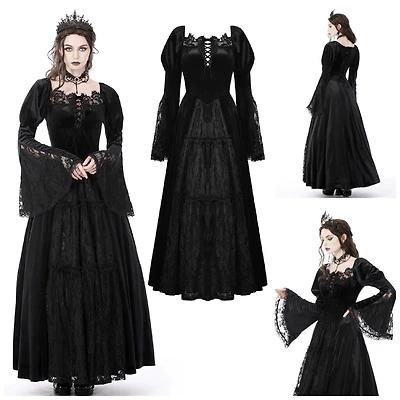 Velvet Lace Splicing Maxi Dress