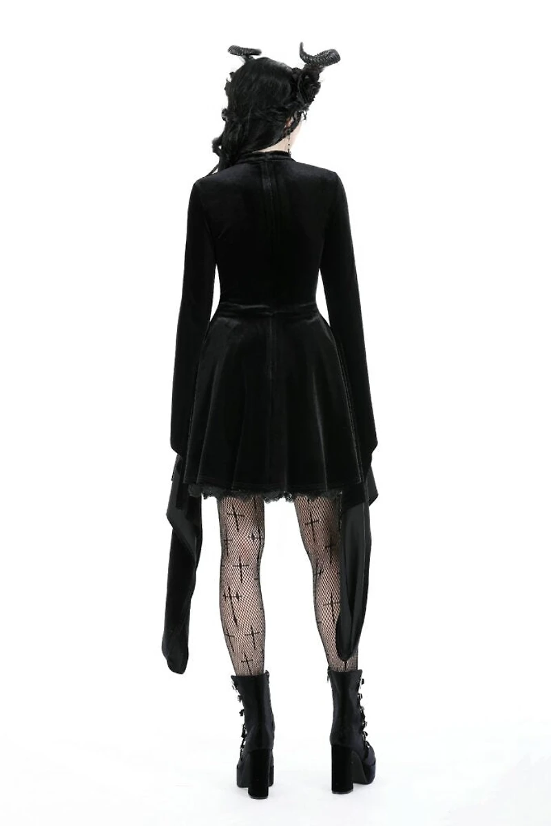 Spider Web Bell Sleeve Velvet Dress