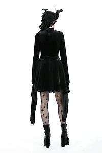 Spider Web Bell Sleeve Velvet Dress