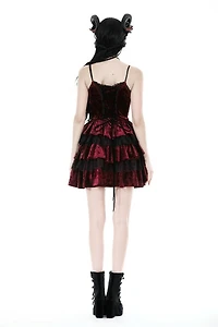 Black And Red Lace Frilly Dress