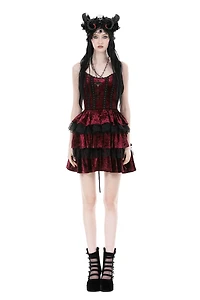 Black And Red Lace Frilly Dress