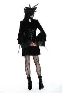 Gothic Cross Bell Sleeve Velvet Dress