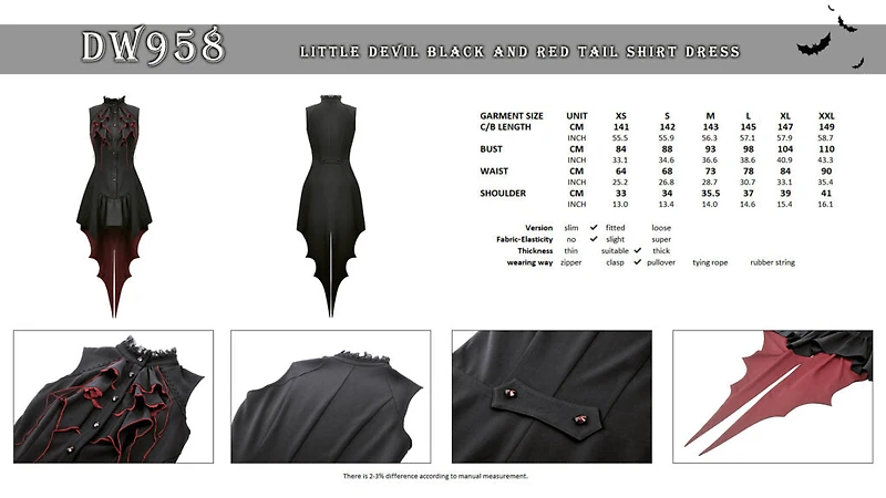 Little Devil Black And Red Tail Shirt Dress
