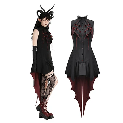 Little Devil Black And Red Tail Shirt Dress