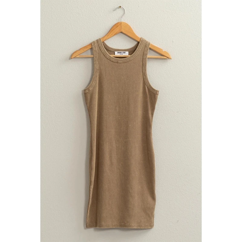 Acid Washed Ribbed Mini Dress
