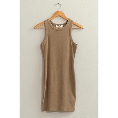 Acid Washed Ribbed Mini Dress