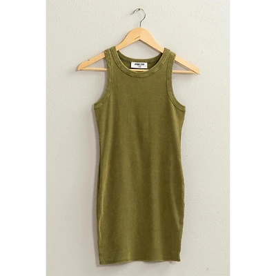Acid Washed Ribbed Mini Dress