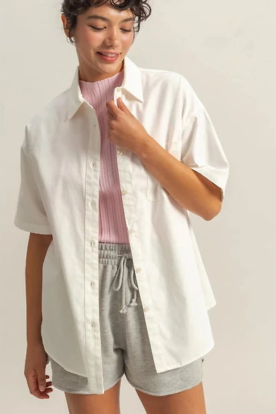 Short Sleeve Button Down Oversized Shirt