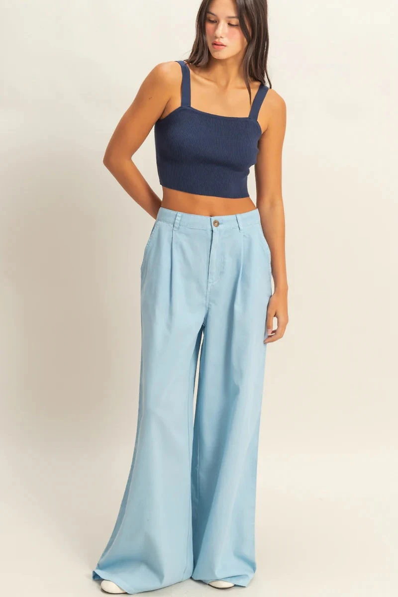High Waist Basic Wide Leg Pants