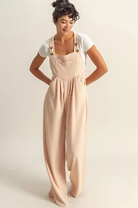 Waffle Pleated Pocket Detail Jumpsuit