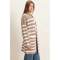 Open Front Stripe Cardigan