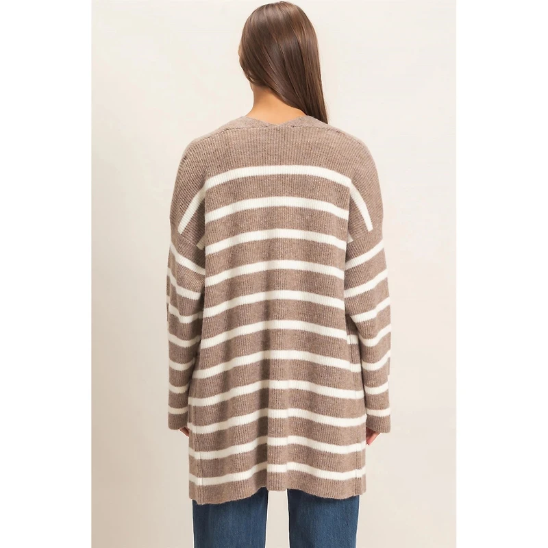 Open Front Stripe Cardigan