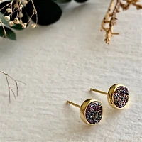 Zella Gold Plated Druzy Stud Rainbow