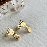 Aloha Pineapple Stud Earrings In Gold