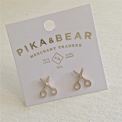Snips Scissors Stud Earrings in Gold