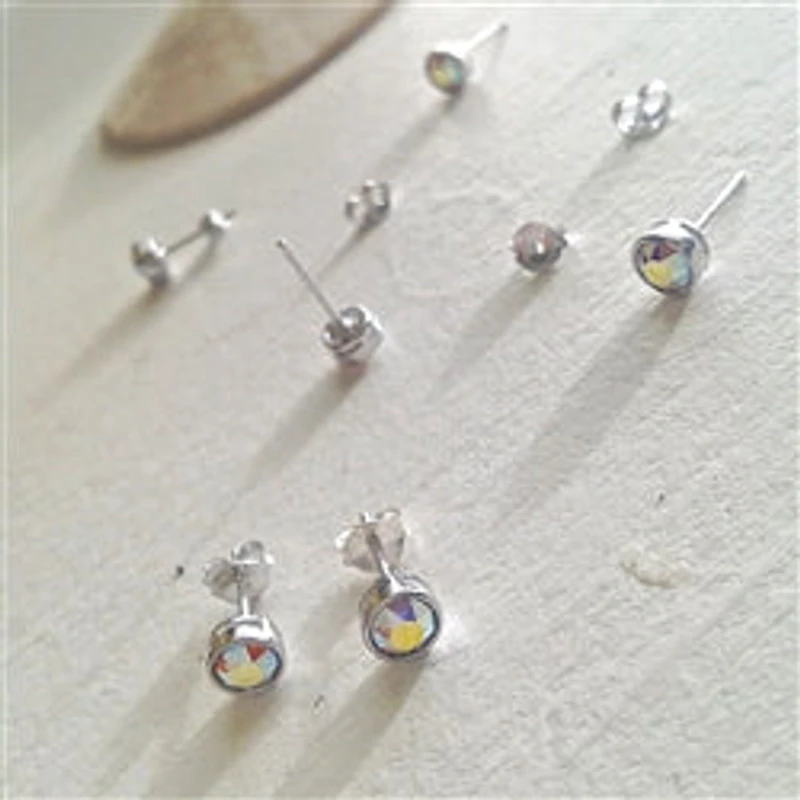 Solstice 6mm Sterling Silver Swarovski Earrings
