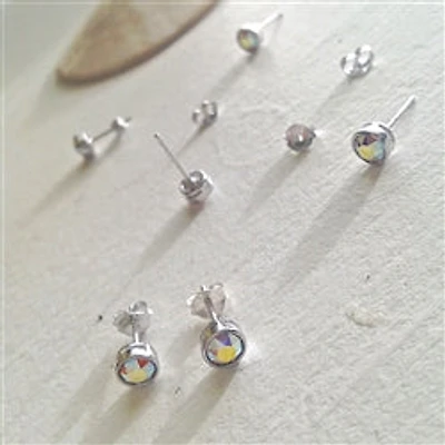 Solstice 6mm Sterling Silver Swarovski Earrings