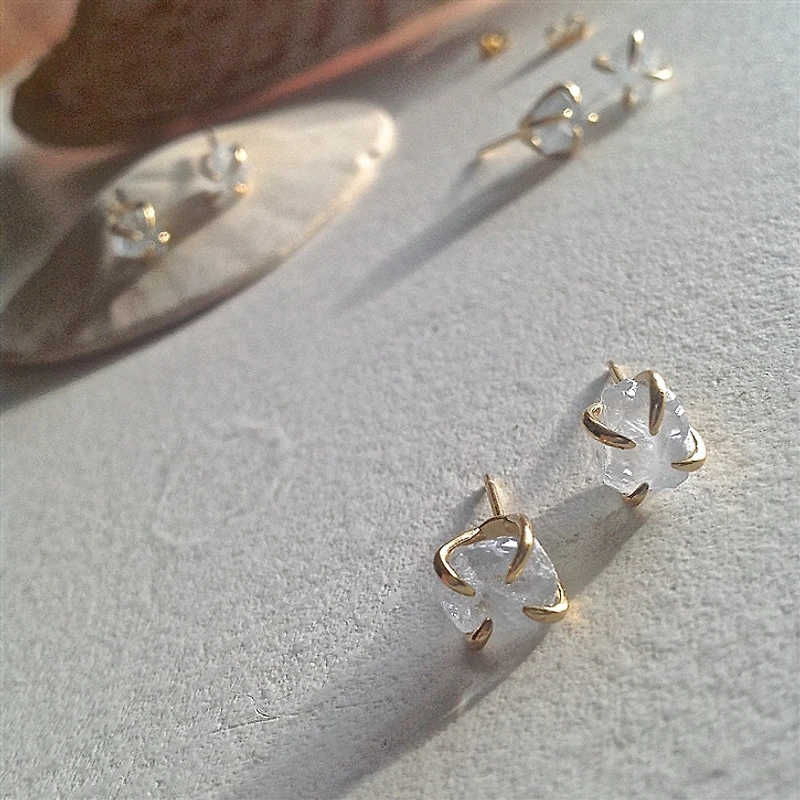 Vanessa Raw Aquamarine Gold Vermeil Earrings