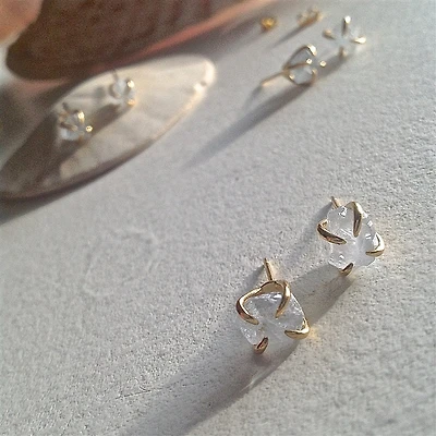 Vanessa Raw Aquamarine Gold Vermeil Earrings