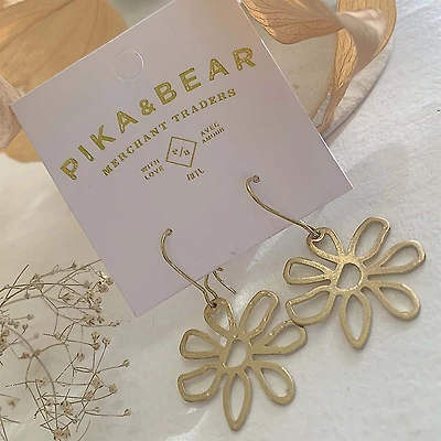 Bouquet Raw Brass Drop Earrings