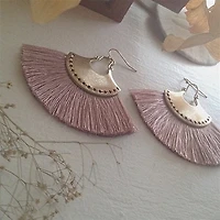 Gaela Brass Drop Lilac Fan Earrings