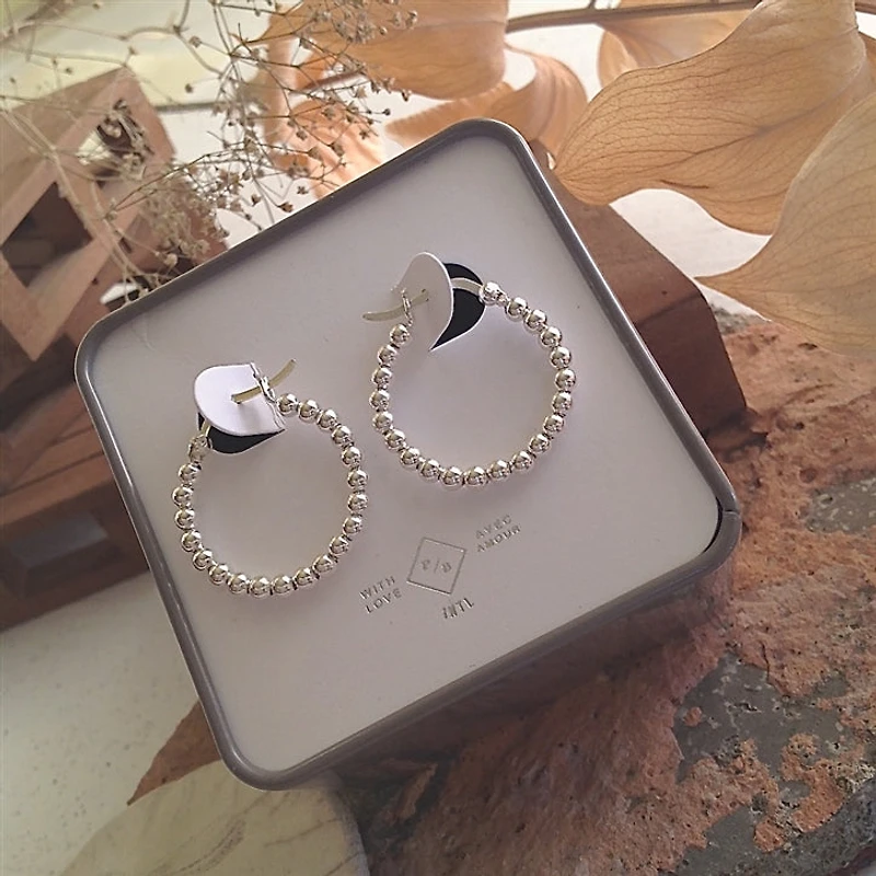 Nala Beaded Hoop Sterling Silver Earrings