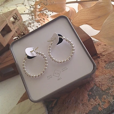 Nala Beaded Hoop Sterling Silver Earrings